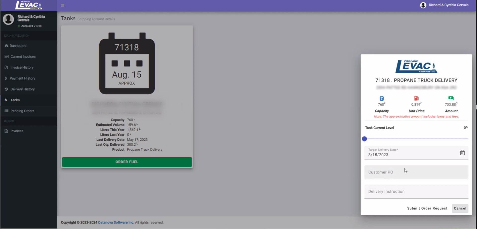 Web application interface for portable toilet delivery tracking