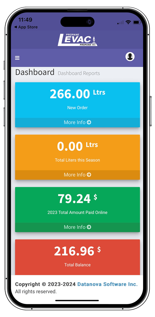 Mockup portail client Propane Levac